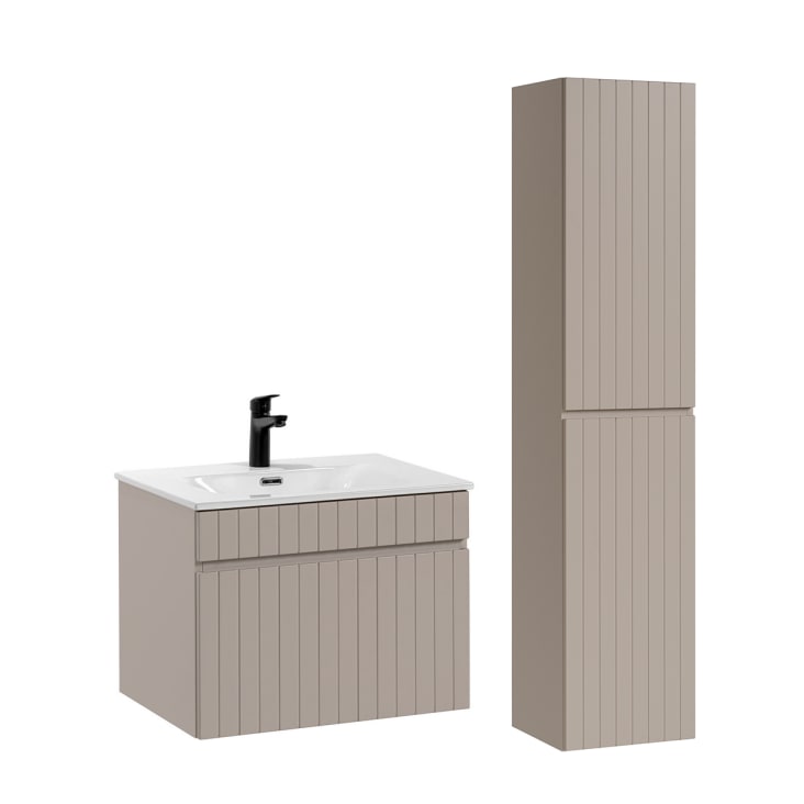Set di mobili da bagno SILANE 800 2 Cassetti NOCE MAYA + Top