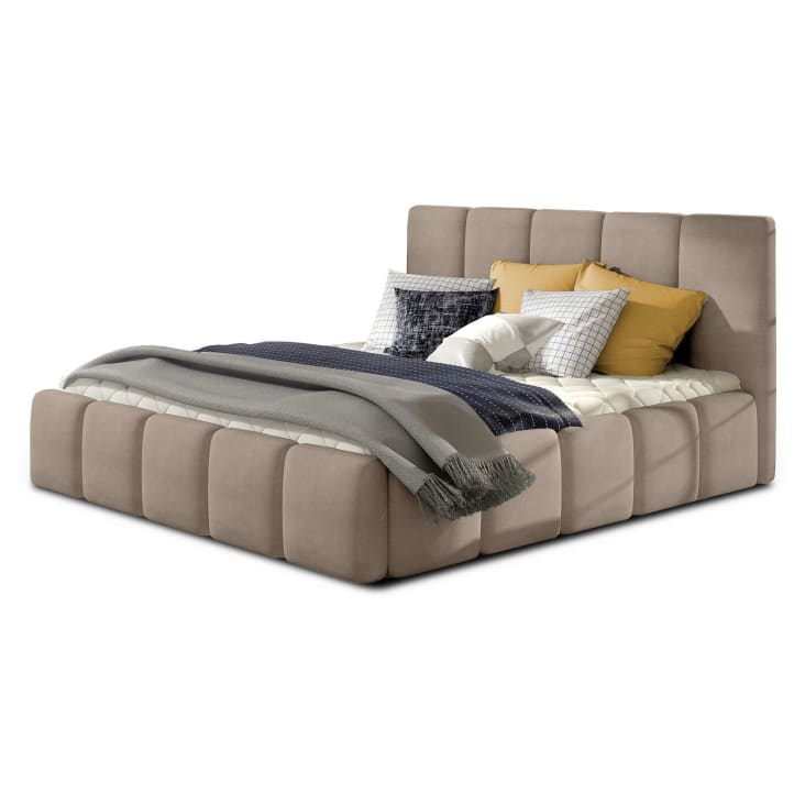 Lit Coffre En Velours 160x200 Cm Gris Foncé Torreon | Maisons Du Monde