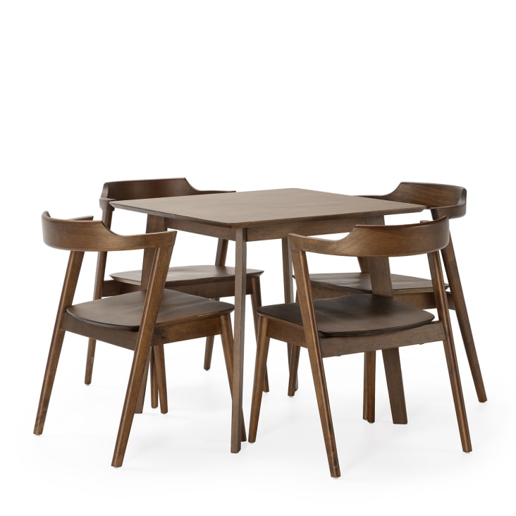 Set tavolo 80x80 cm e 4 sedie da pranzo Noce Venus | Maisons du Monde