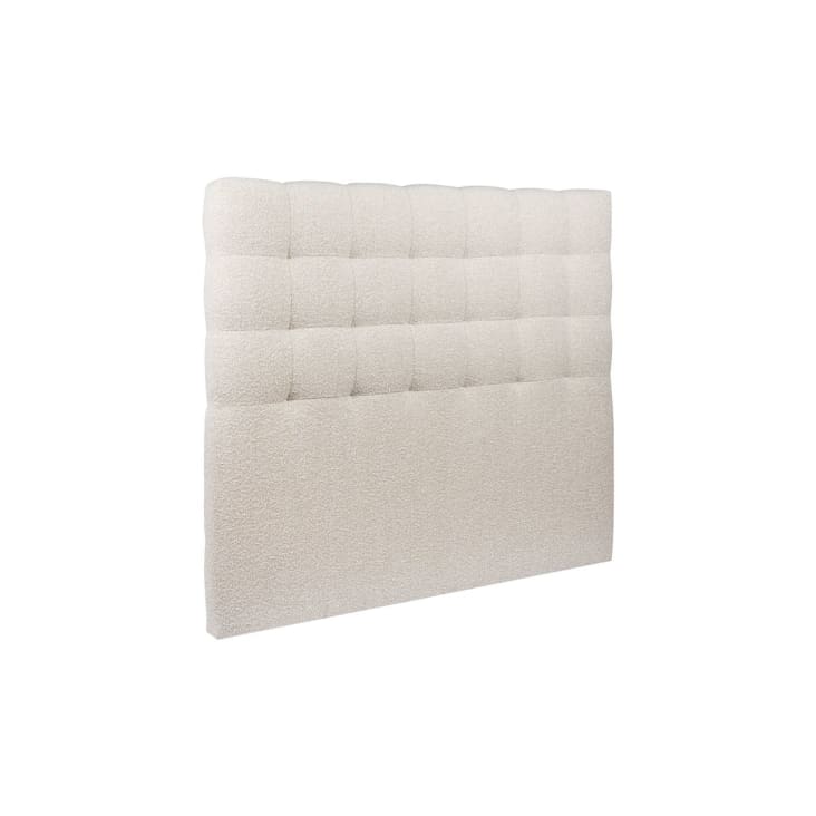 Tête De Lit Capitonnée Francesco 160 Cm En Tissu Bouclette Blanc - Structure MDF, Livrée Montée, Style Scandinave
