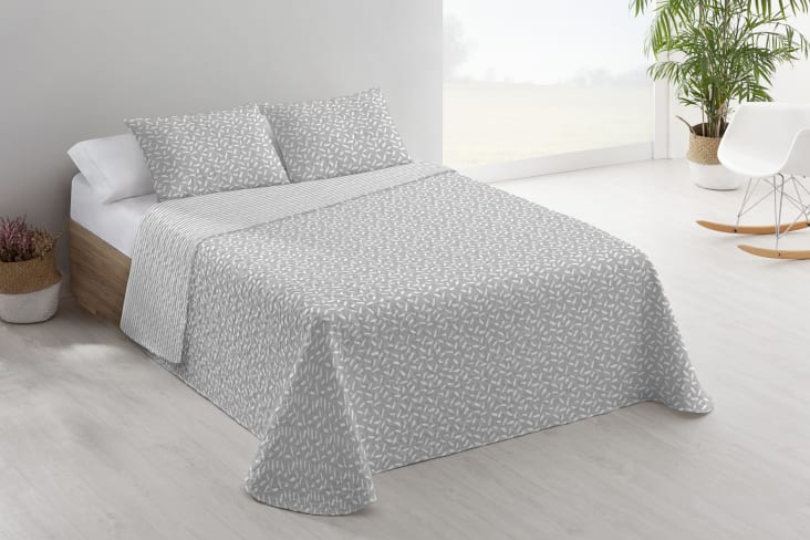 Colcha primavera verano funda cojines gris cama de 150cm 250x260cm Evora Maisons du Monde