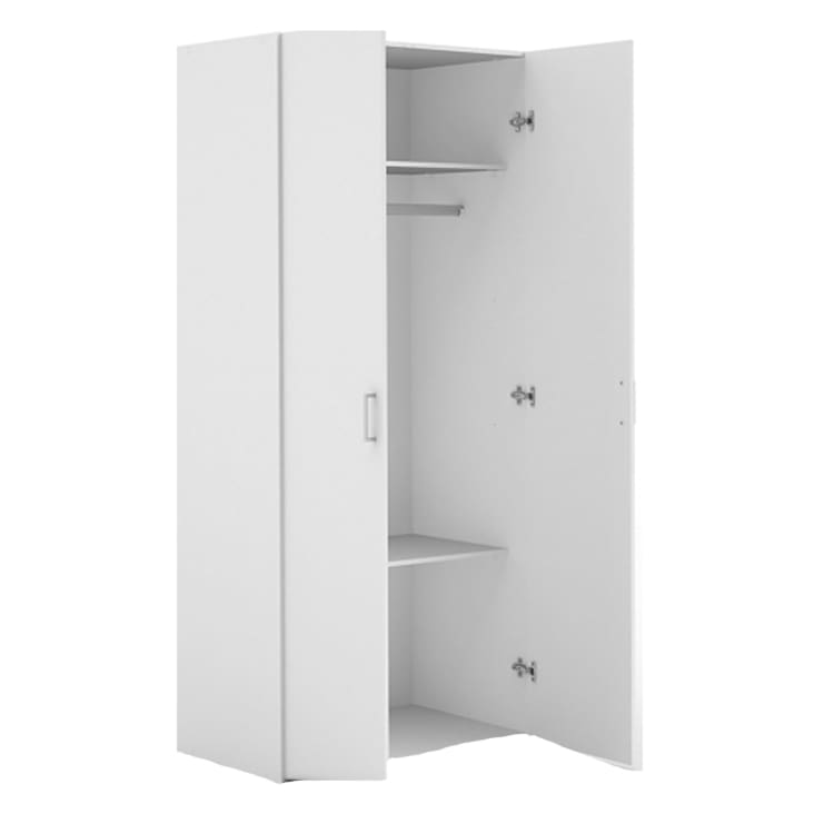 Armoire De Ménage 8 Compartiments - 74x180x35cm | 6 Étagères + 2 Portes | Stratifié Blanc Sonoma