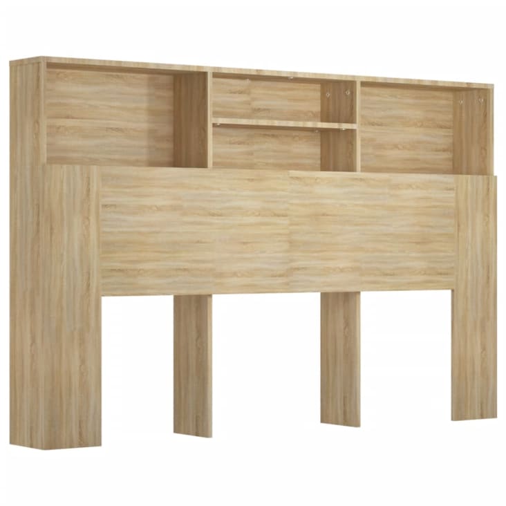 Mueble cabecero con armario de cama madera roble sonoma 160x19x103,5cm