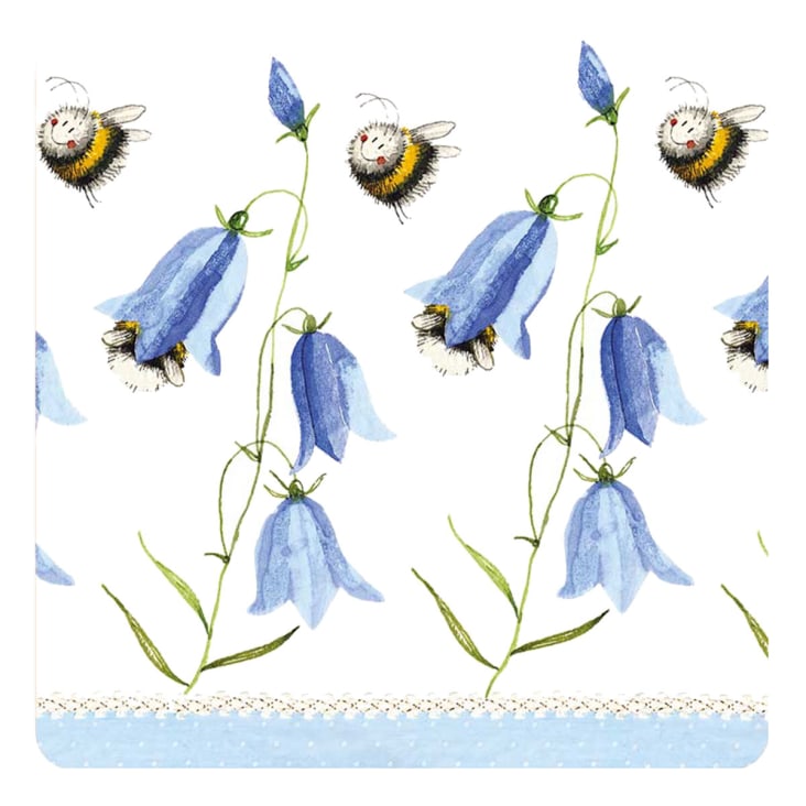 Lot De 4 Dessous De Verre Carrés Motif Abeilles - Sass & Belle - Blanc