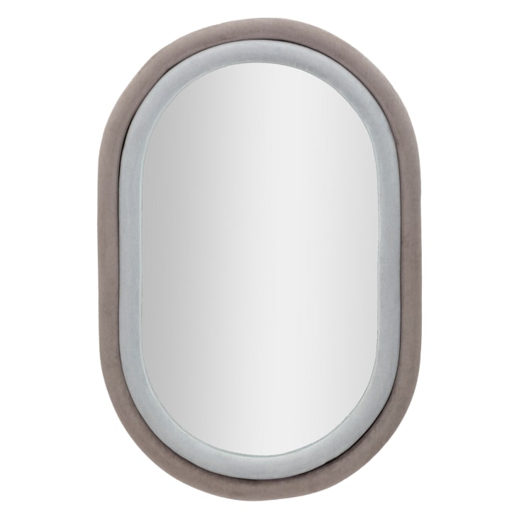 Miroir ondulé avec encadrement en tissu effet bouclettes ou velours