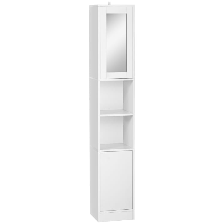 Colonna Bagno Alta Con 2 Cassetti E Ripiani Regolabili, Mobile Salvaspazio Bianco 60x30x147 Cm Per Bagno E Soggiorno