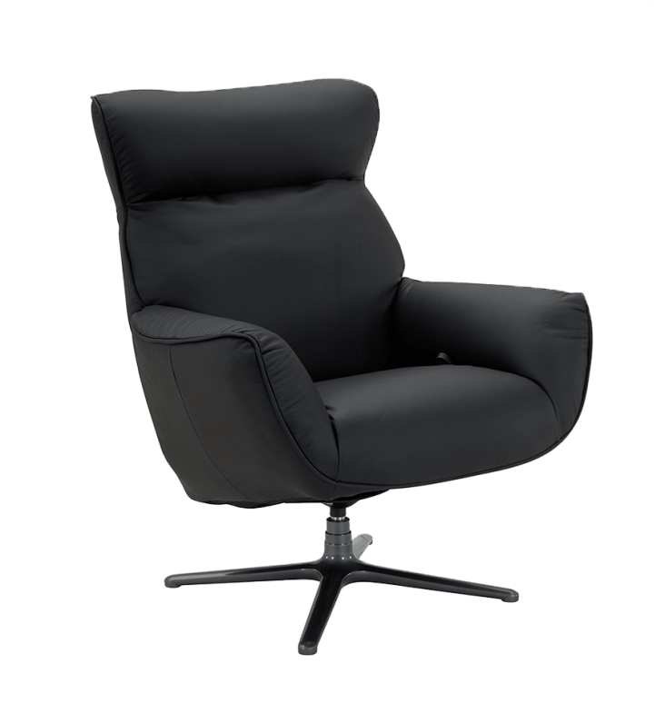 Fauteuil Relaxation MAX - Cuir Blanc | Pouf Intégré, Rotation 360° | Design Et Confort