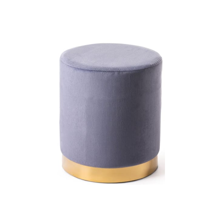 Pouf da camera in velluto a coste grigio con base oro 36x40 cm