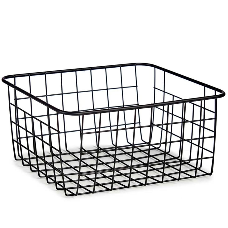 Twinco Panier Rangement Métal 15 Litres - Noir - Corbeille Décorative Pour Bureau Ou Maison - 26x32 Cm