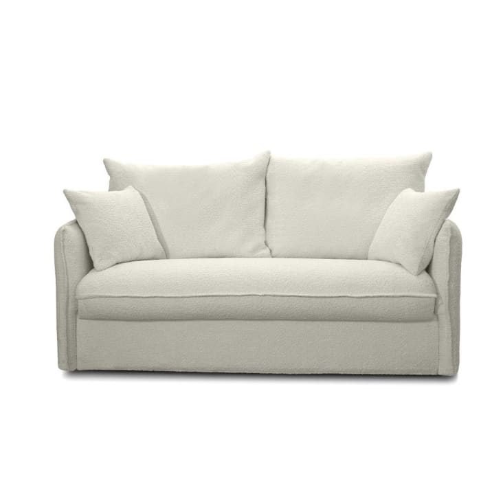 Canapé convertible 3 places en tissu bouclé Beige Mira Maisons du Monde