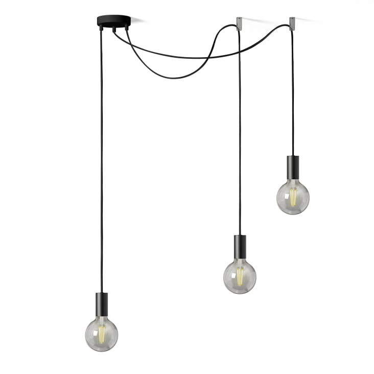 Rosone Da Soffitto Metallico Nero Con Attacco Per Cavo - Diametro 100mm - Per Lampade A Sospensione
