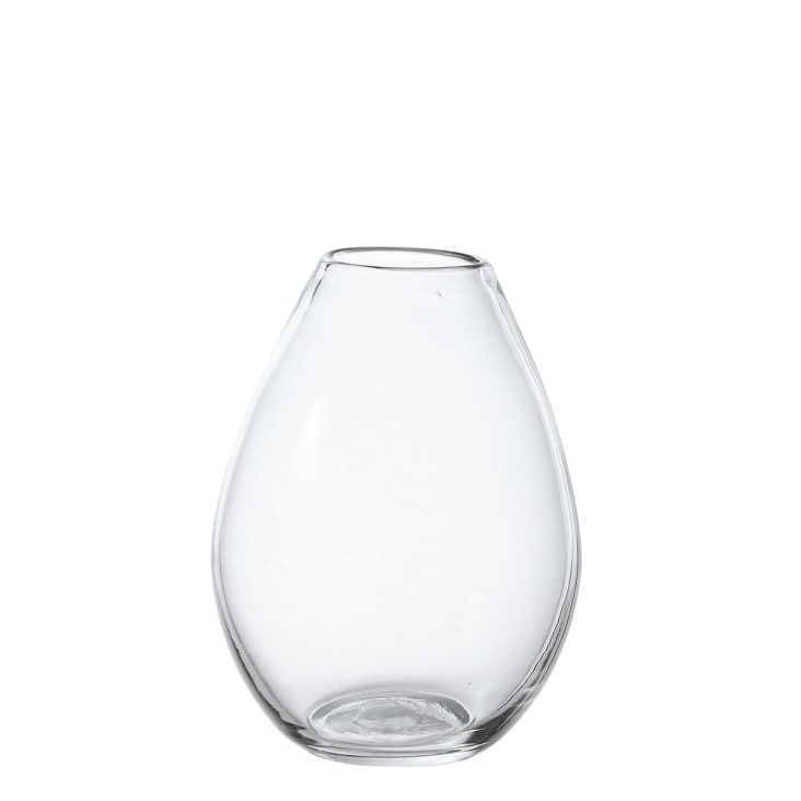 Grand Vase Ovale En Verre Transparent - 35,5 Cm De Haut - Style Art Déco - Occasion Bon état