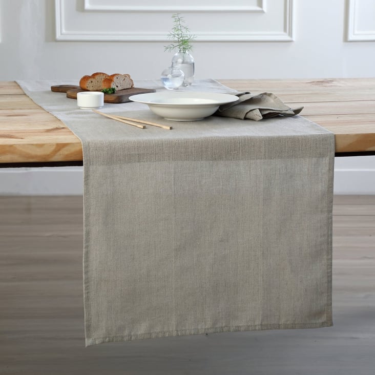 Runner Da Tavola In Lino 100% Honeycomb | 47x180 Cm - Nero, Beige, Grigio Per Tavola Elegante