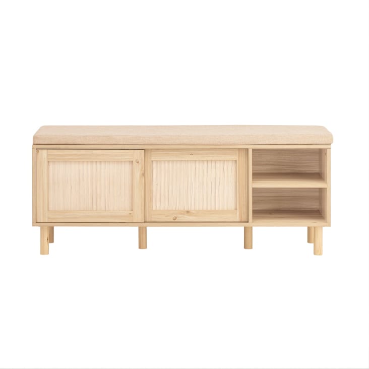 Schuhbank mit sitzkissen bambus 6 fcher 121x49x35 cm | Maisons du Monde
