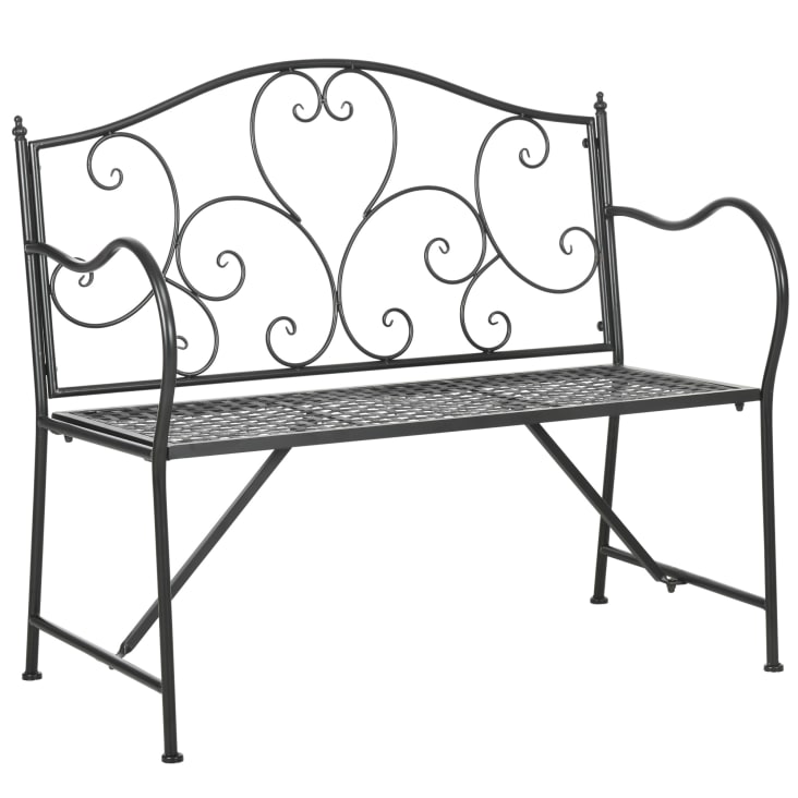 Mendler - Panca Panchina Anticata Stile Romantico Da Giardino Terrazza Hlo-cp12 Metallo Marrone