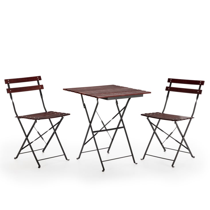 East West Set Sala Da Pranzo 3 Pezzi Mid-Century - Tavolo Quadrato E 2 Sedie In Legno Con Seduta In Lino - Colore Latticello E Ciliegia