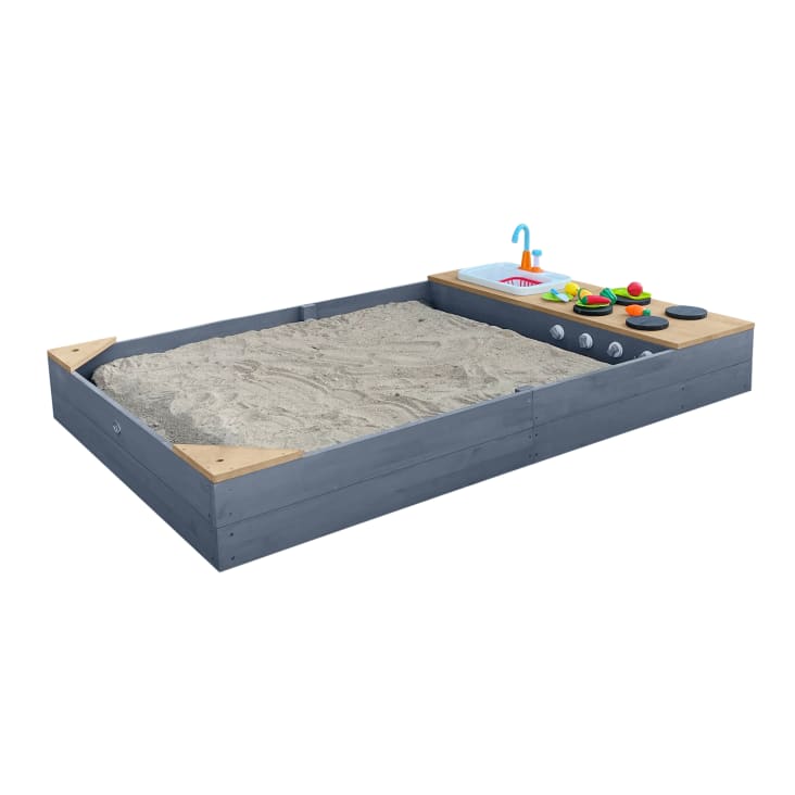 Bac à Sable En Bois AXI Mandy Avec Banc, Rangement, Couvercle Et Tableau Noir - 100x90 Cm - Jeu Extérieur Enfants - 2