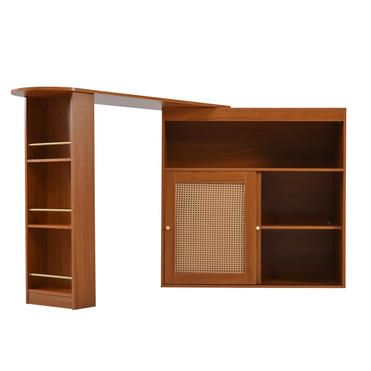 Table De Bar Extensible Avec Rangement - 133 à 202 Cm, 2 Tiroirs, 4 Compartiments
