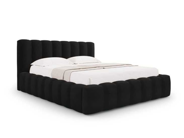 IDIMEX Testiera Letto Garek 120 Cm Nero - Rivestita In Tessuto Con Bottoni E Gambe In Legno Coniche