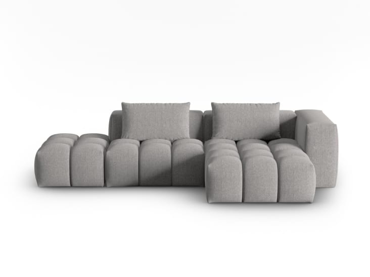 Divano modulare 5 posti in tessuto strutturato beige Lorella | Maisons