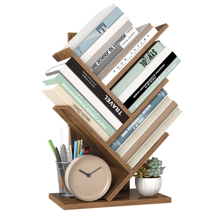 HOOBRO Étagère à 5 Niveaux, Étagère de Rangement Rétro, Serrage Croisé, Bibliothèque Industrielle, Présentoir en Panneaux de Particules, pour Salon, Bureau, Marron Rustique et Noir EBF135SJ01