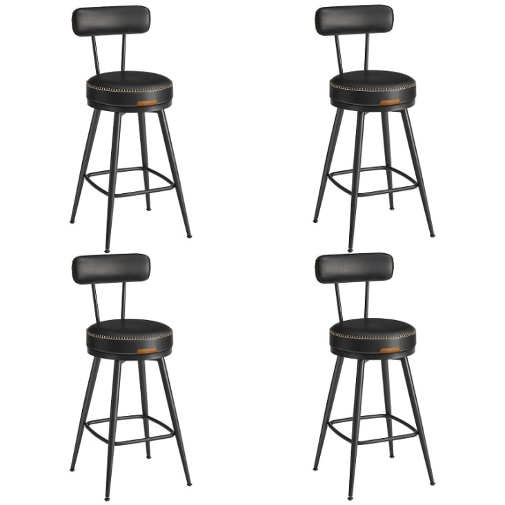 Tabourets De Bar Herbalady Lot De 2 - Cuir PU, Hauteur Réglable, Rotatif 360° | Avec Dossier Et Repose-Pieds