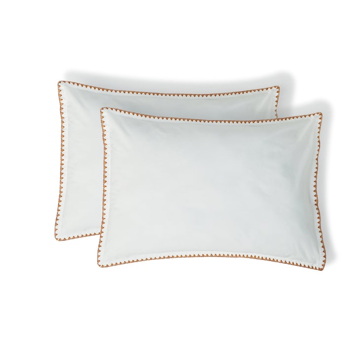Funda de almohada (x2) algodón blanco / caramelo 50x70 Zoé | Maisons du