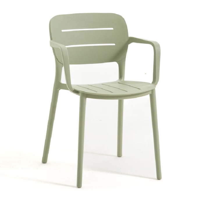 Set de 4 sillas apilables de resina con reposabrazos verdes Dora ...