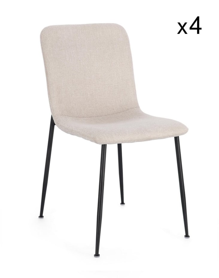 Set 4 Sedie Sala Da Pranzo PARADISO – Velluto Nero E Gambe Acciaio Nero Opaco, Design Moderno, 55x48x86cm, Carico Max 120kg