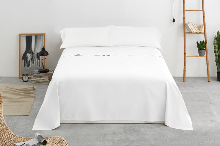 Lenzuolo Piatto In Cotone 100% 150x200 Cm Bianco - Senza Elastico, Multiuso