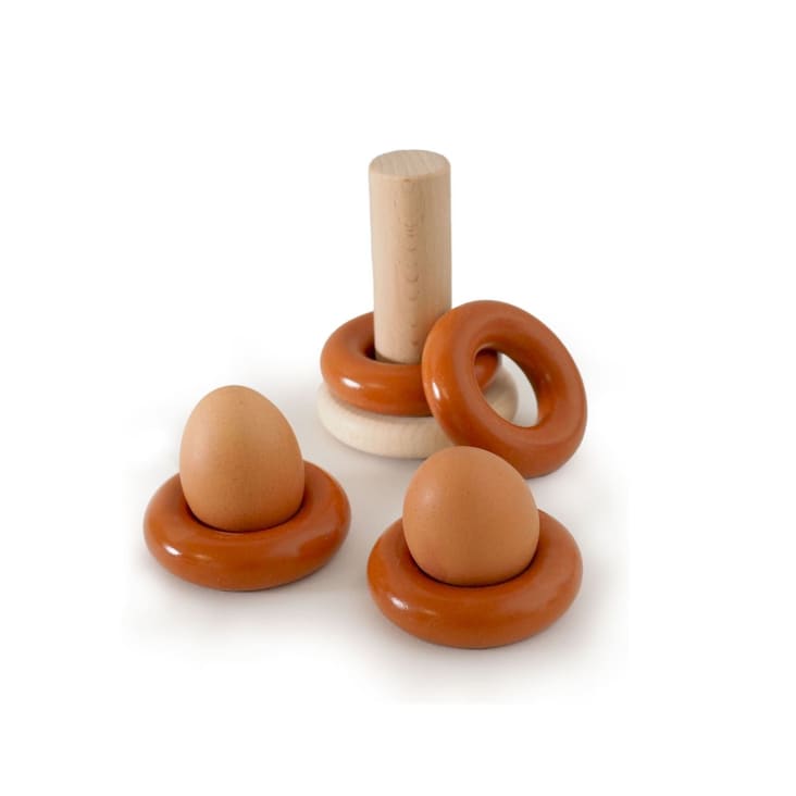 Lot de 4 coquetiers en bois peint