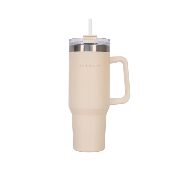 Bicchiere con manico e cannuccia, 1,18 l, isolato, in acciaio inox, per