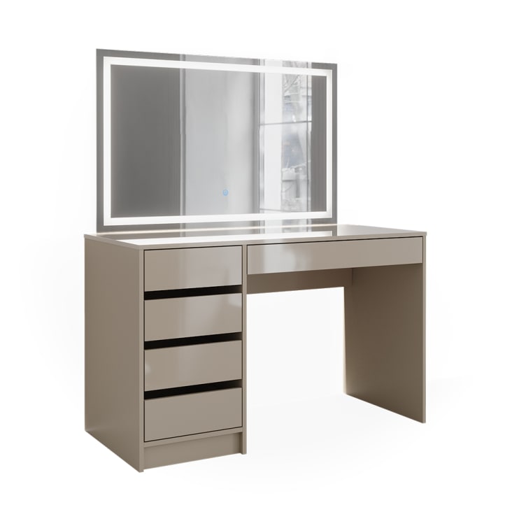 YINGMSHOP Ensemble de coiffeuse avec miroir Gris Bois de pin solide 92428 - Maison