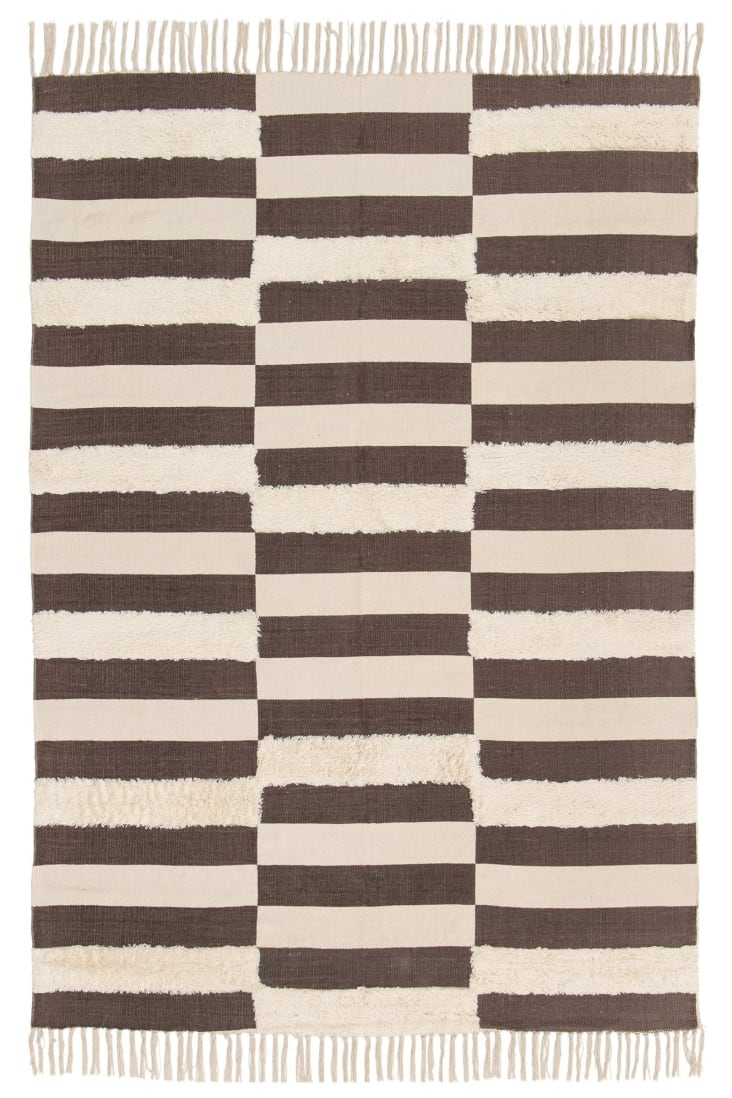 Alfombra 100% Algodón Lavable En Máquina Marrón 160x230 Cm Oaxaca