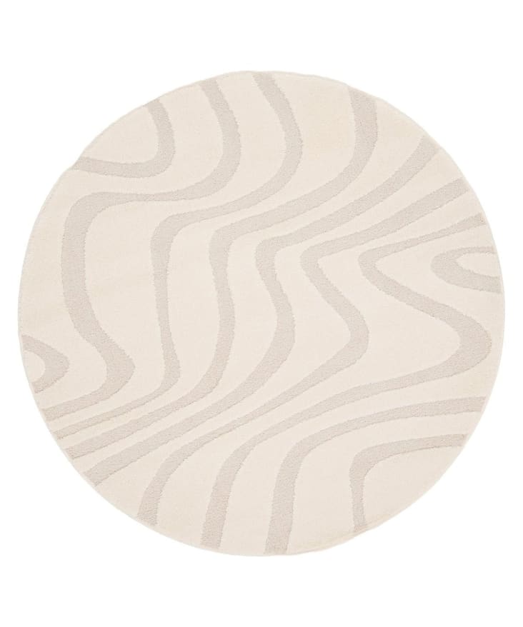 Tapis rond design avec effet relief beige 160 x 160 Naya | Maisons du Monde