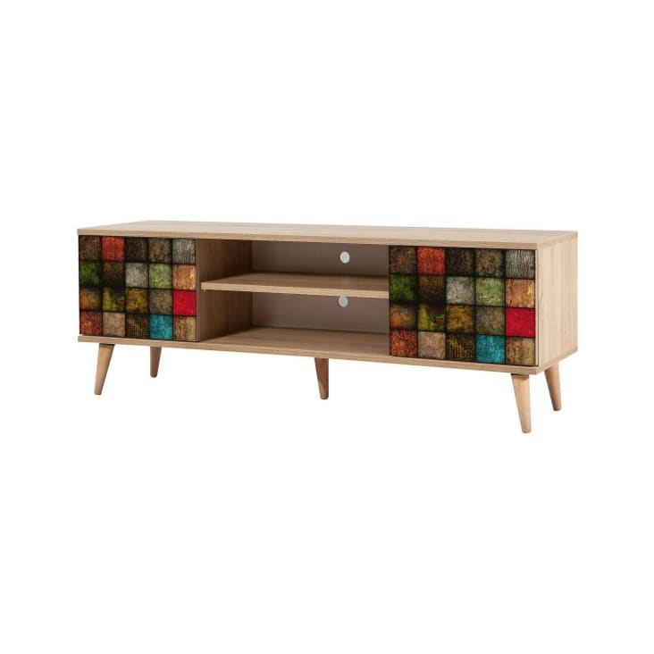 Mueble de televisión efecto madera roble, multicolor 140x40 cm Dfantacc