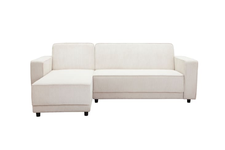 Divano Angolare A L 3 Posti Con Chaise Longue – Moderno In Cotone E Lino, Grigio – Per Piccoli Spazi