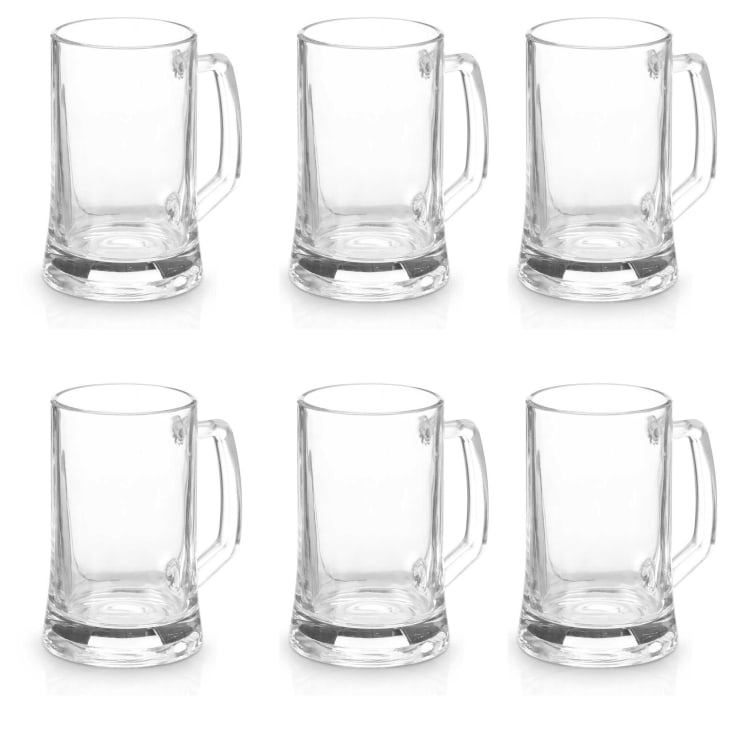 PLATINUX Lot De 6 Chopes à Bière Avec Anse En Verre - 500 Ml (max. 580 Ml) - Chope à Bière - Chope à Bière 0,5 L