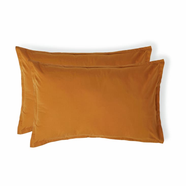 Taies D'Oreiller Voyage ANDAR - Lot De 2 Noir - 100% Coton - Zip - Pour Oreiller Cale-Nuque 30x26cm