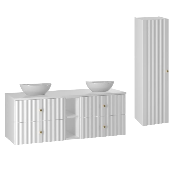 Set di mobili da bagno doppio lavabo nero opaco effetto legno 120cm Adriel | Maisons du Monde