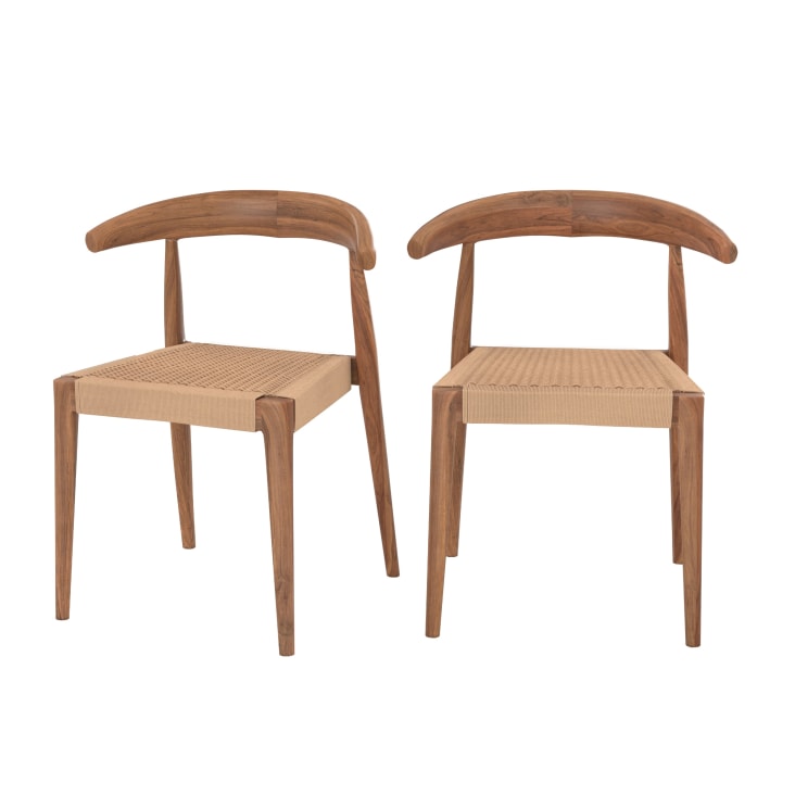 Set di 2 Sedie da Giardino con Cuscini,Sedie Moderna da Esterni Beige in Massello di Teak -IT76996