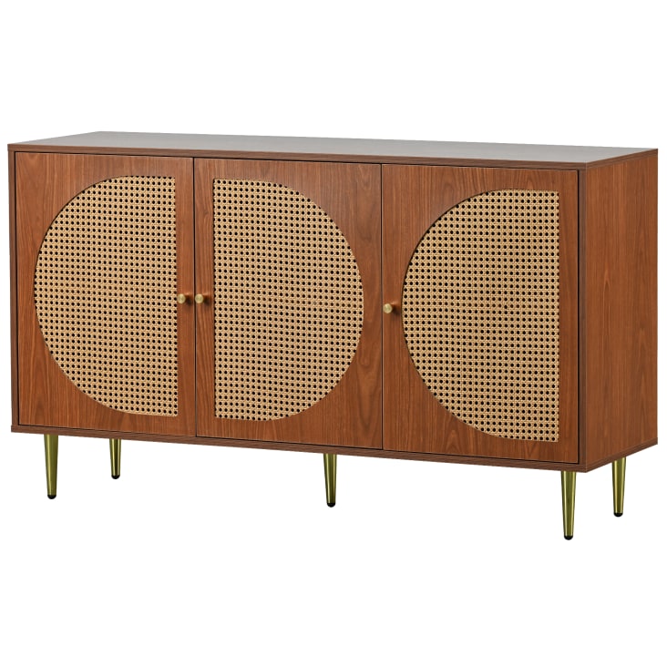 Credenza Ingresso Vintage Relaxdays - Con Ante In Rattan, MDF E Bambù, 76x80x39cm - Foto 7