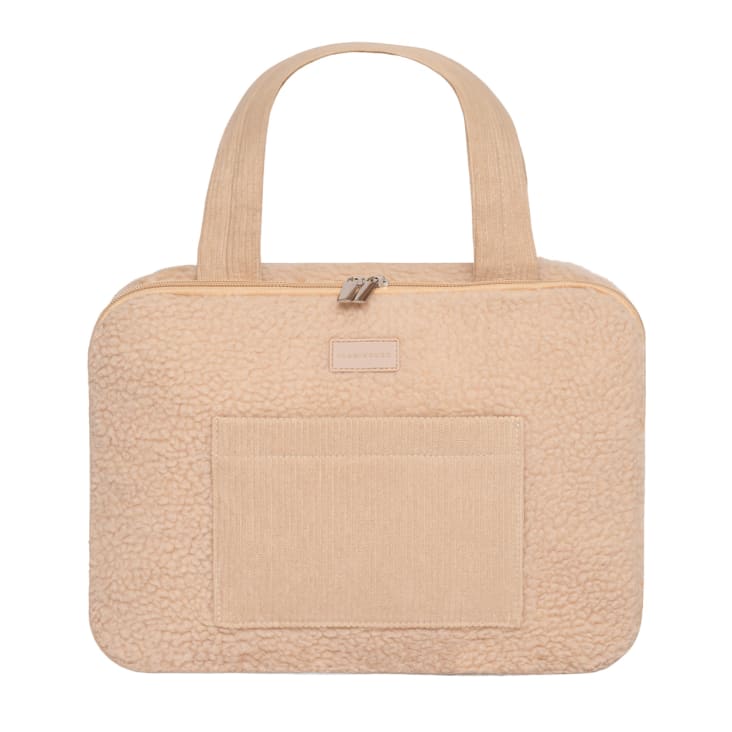 Beauty case in cotone riciclato, 21 x 16 cm, con cerniera e maniglia, leggero, forma economica ed elegante per avere organizzato i cassetti del bagno e comodino., Blu navy, Classico