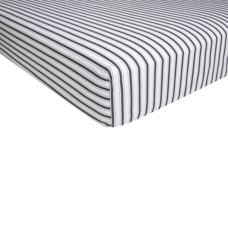 Drap housse coton bleu foncé 160x200 cm 4 continents | Maisons du Monde