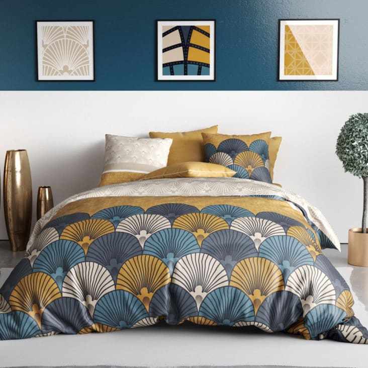 Parure De Couette Coton 57 Fils - Imprimé élégant 140x200 Cm Avec Taie