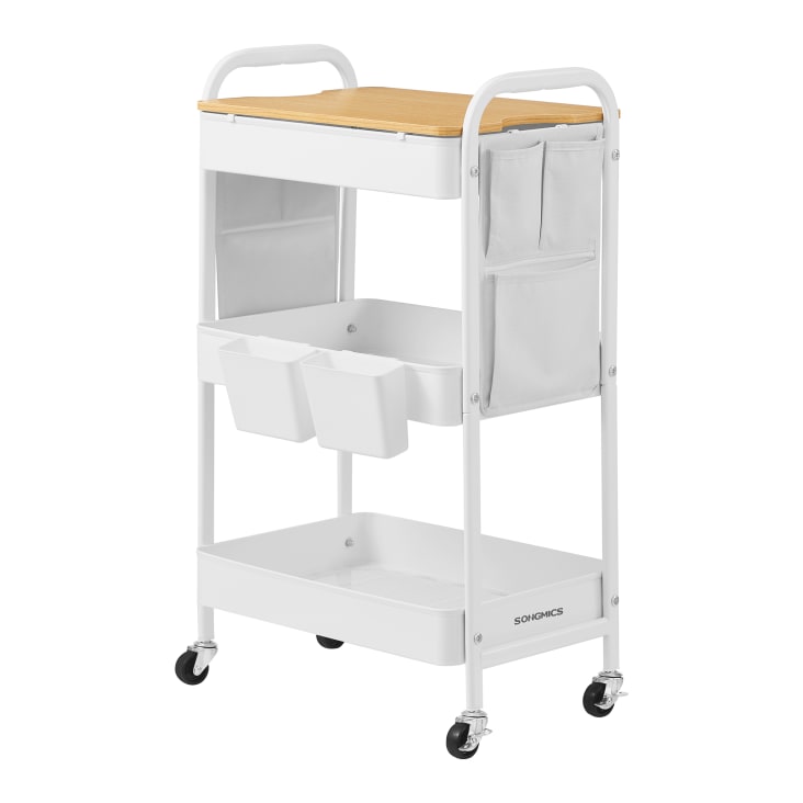 Chariot Utilitaire À Roulettes À 3 Niveaux Entièrement En Métal Avec