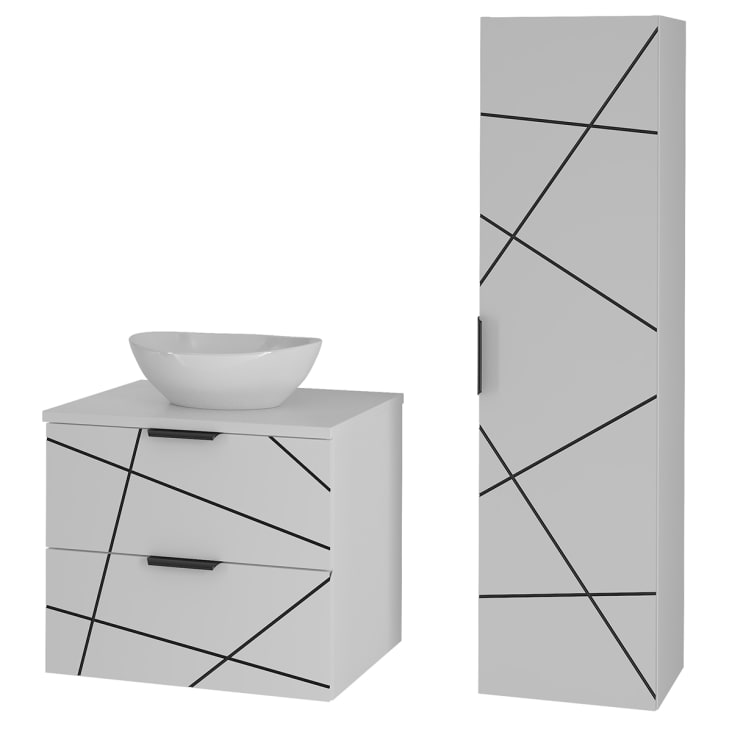 Set di mobili da bagno con lavabo effetto legno nero 80cm Lexa