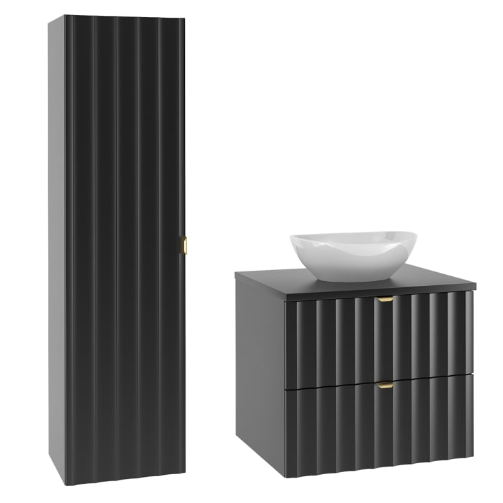 Set di mobili da bagno con lavabo effetto legno cachemire 60cm Izae
