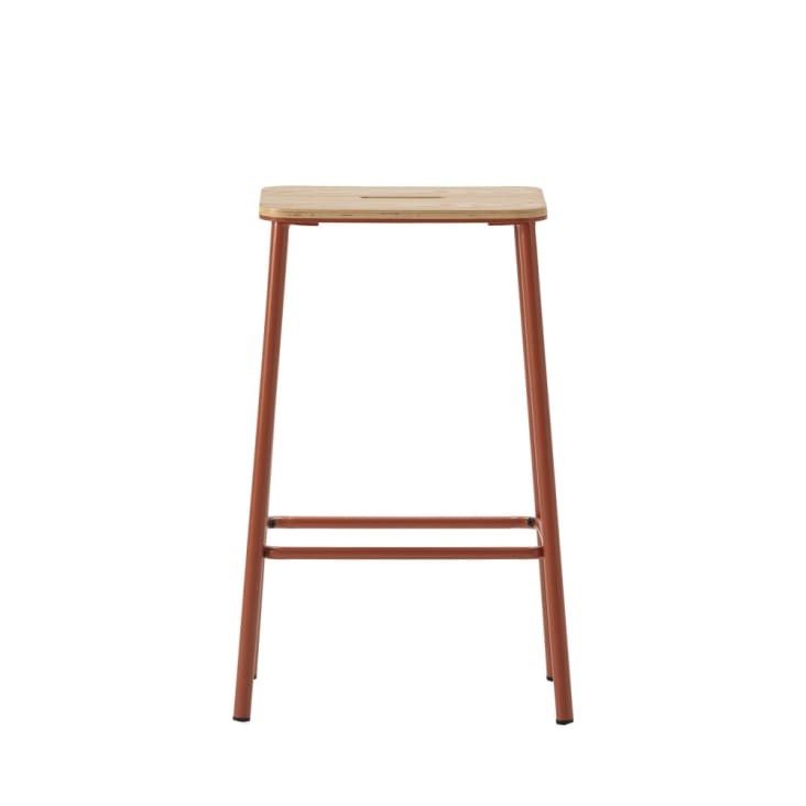 Lot de 2 tabourets de bar en bois et métal H65cm - Rouille Noki ...