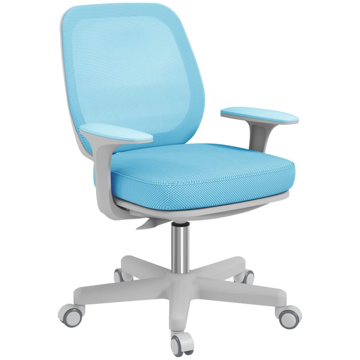 Sedia Da Ufficio Vinsetto In Velluto Blu - Schienale Traforato, Altezza Regolabile, Girevole 360°, Base Cromata